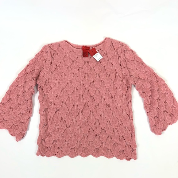 NWT Knit Sweater Rose Pink Bell Sleeve Medium - Picture 2 of 8